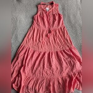 Kate & Sam Peachy Pink Eyelet Midi Dress Size XS NWT